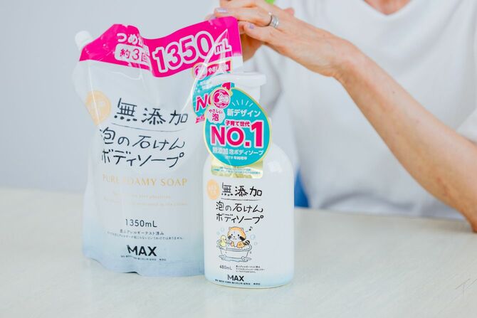 売れ筋商品の「無添加泡の石けんボディソープ」