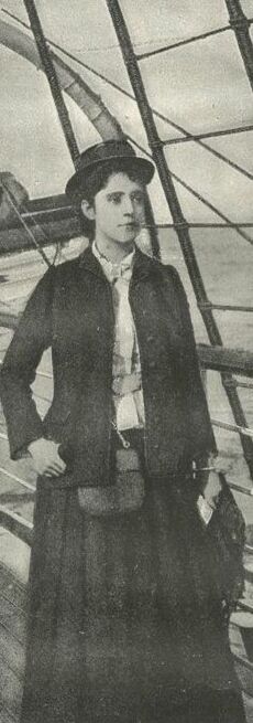 ネリー・ブライとの世界一周競争中、客船の甲板上でのエリザベス・ビスランド