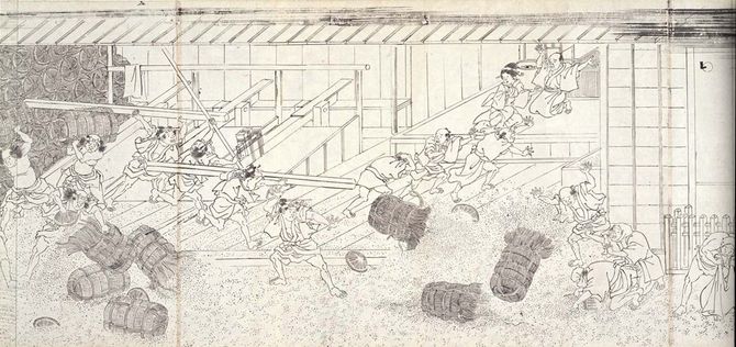 打ちこわしの様子　幕末江戸市中騒動図