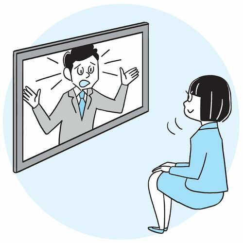 境界線の引き方：テレビ画面の向こうに人がいるとイメージする