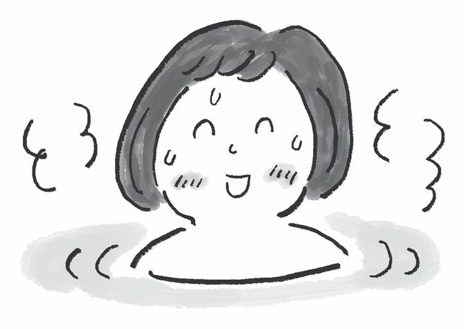 お風呂に浸かっている人のイラスト