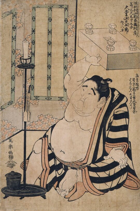 東洲斎写楽が活動第三期に出した「大童山文五郎の碁盤上げ」