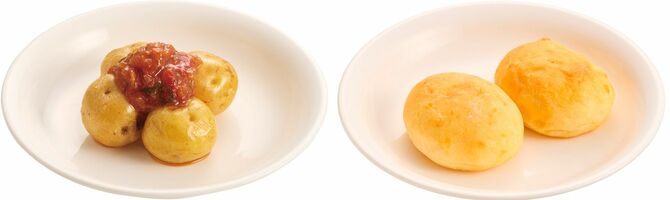 写真左：コロンビアの「パパクリオージャ オガオソース」／写真右：ブラジルの「ポンデケージョ」