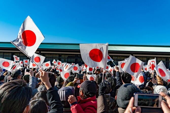 新年一般参賀で皇居を訪れた人々（2018年1月2日）