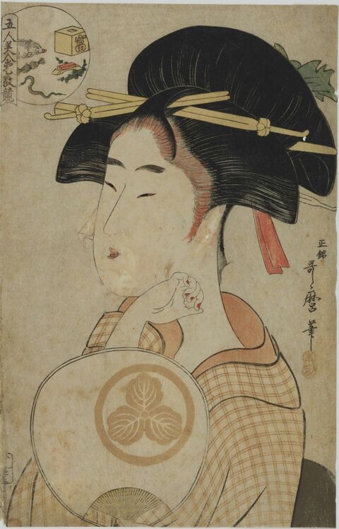 喜多川歌麿筆・五人美人愛敬競　東京国立博物館研究情報アーカイブスより