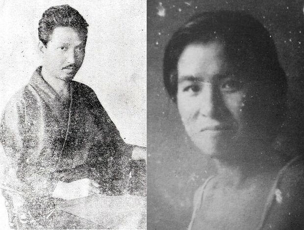 写真右：伊藤野枝／写真左：大杉栄