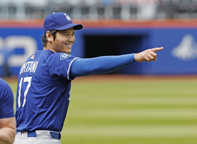 実戦形式の練習に臨むドジャース・大谷＝2025年5月25日、ニューヨーク