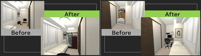 4畳個室。昼は夫、夜は妻のスペースに