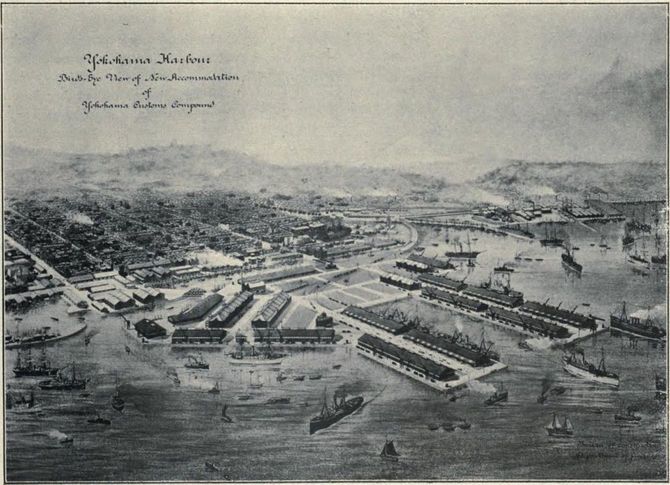 望月小太郎画「明治時代の横浜港」
