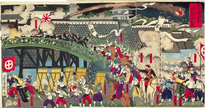 永嶌孟斎『鹿児島の賊軍熊本城激戦図』