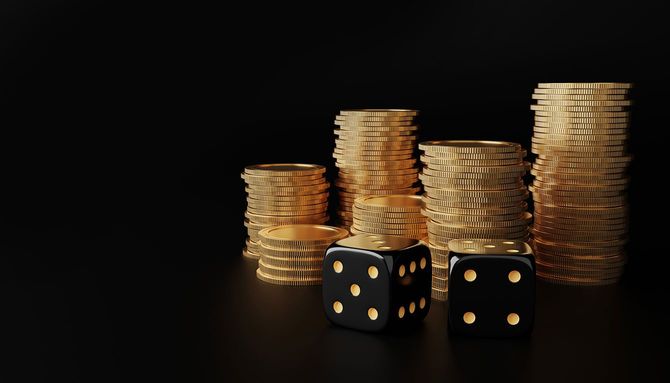 カジノのサイコロとチップ