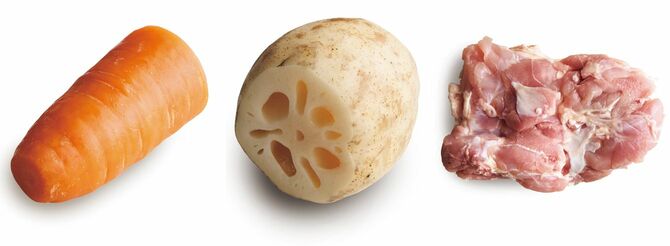 にんじん、れんこん、鶏肉