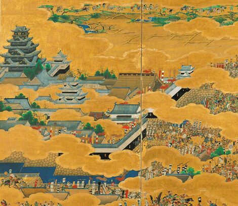 大坂夏の陣図屏風に描かれた大坂城（大阪城天守閣所蔵）